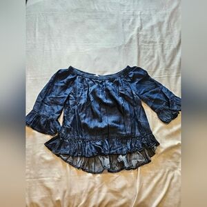 Jane and Delancey Cream Ruffled 3/4 Sleeve Blouse